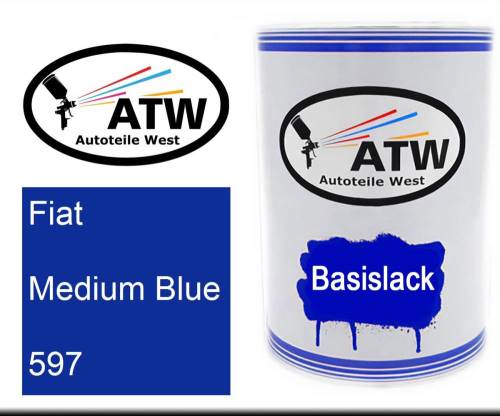 Fiat, Medium Blue, 597: 500ml Lackdose, von ATW Autoteile West.